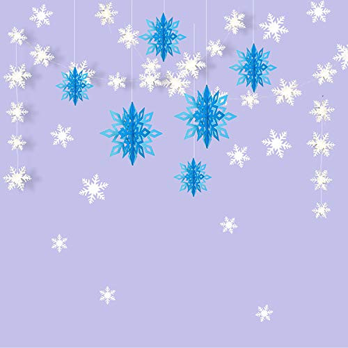 Winter Themed Party Decorations Paper Snowflake Garland 3D Large