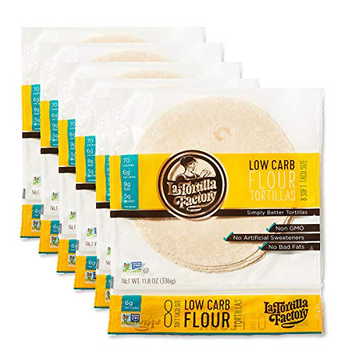 La Tortilla Factory Low Carb Flour Tortillas Soft Taco Size 8Count 6