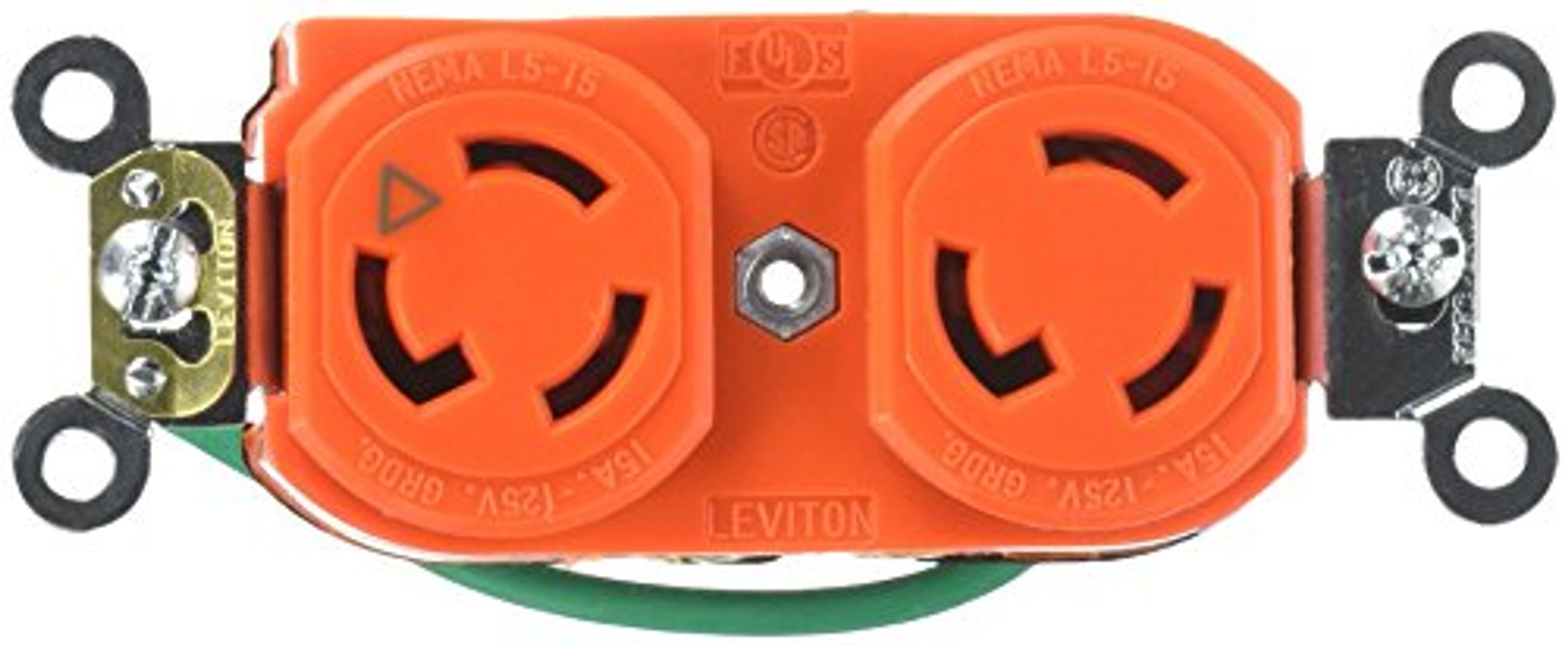 Leviton 4700-IG 15 Amp, 125 Volt, NEMA L5-15R, 2P, 3W, Duplex Locking
