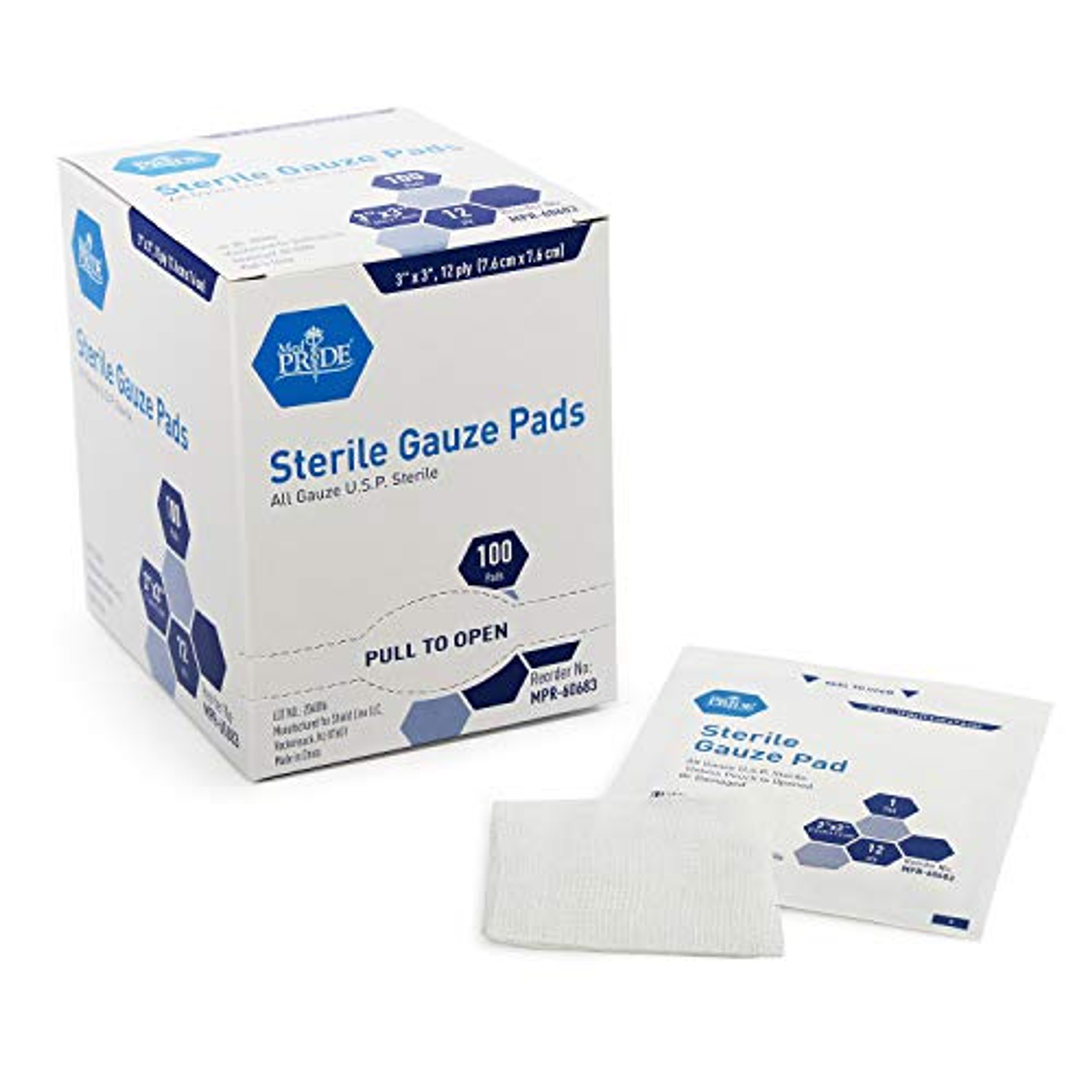 Box of 100 3x3 Sterile Gauze Pads 12-Ply Cotton Gauze Pads 100 Woven
