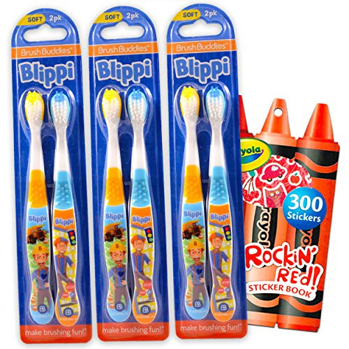 Blippi 6-Pack Toothbrush Bundle ~ Kids Soft Toothbrush Set Blippi Bathroom Dental Care with ...