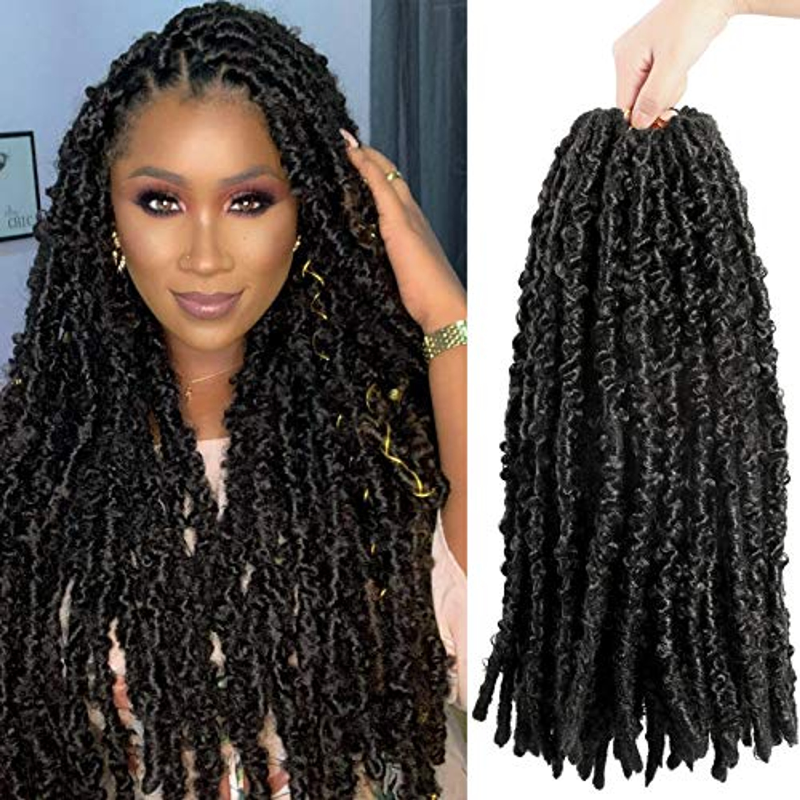 24 Inch 2 Packs New Soft Locs Crochet Hair Natural Butterfly Locs
