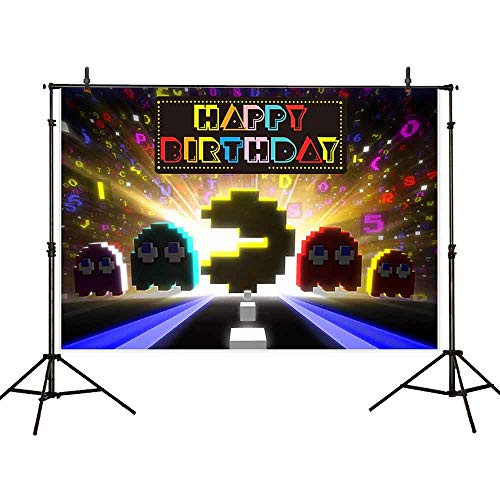 Pac-Man Background for Happy Birthday Party MEETSIOY Dark Blue Maze ...