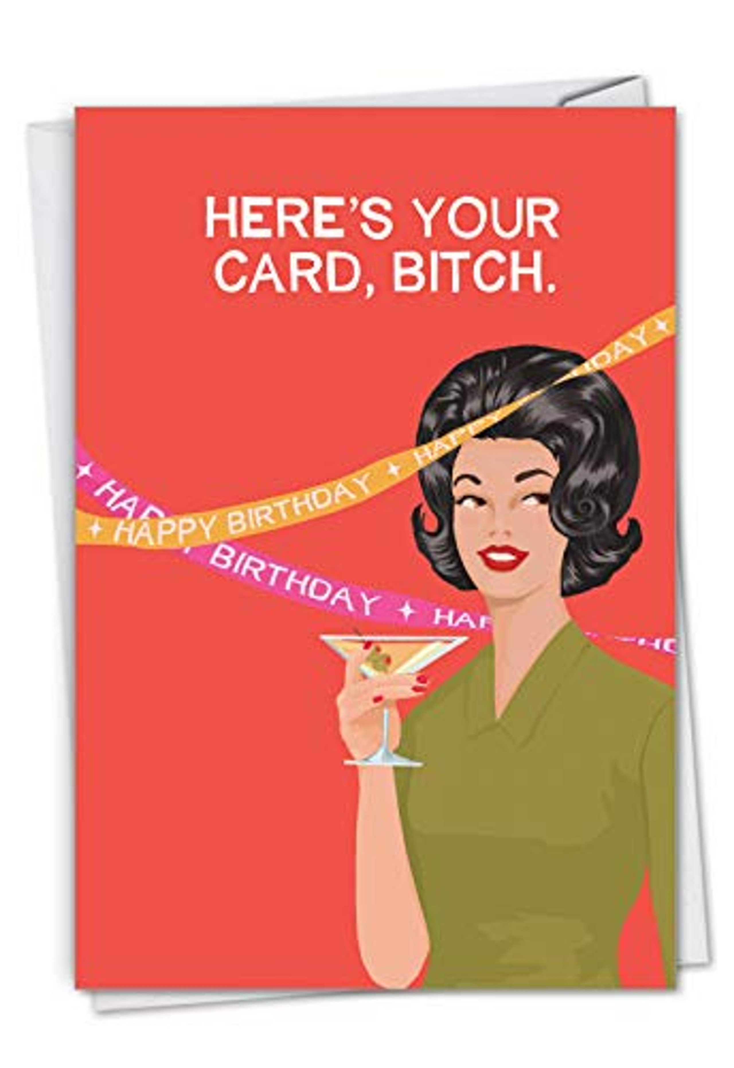 NobleWorks Heres Your Card Funny Birthday Greeting Card for Women Adult ...