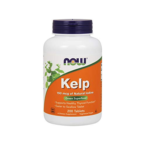 NOW Supplements, Kelp 150 mcg of Natural Iodine, Easier to Swallow Tablet, Super Green, 200
