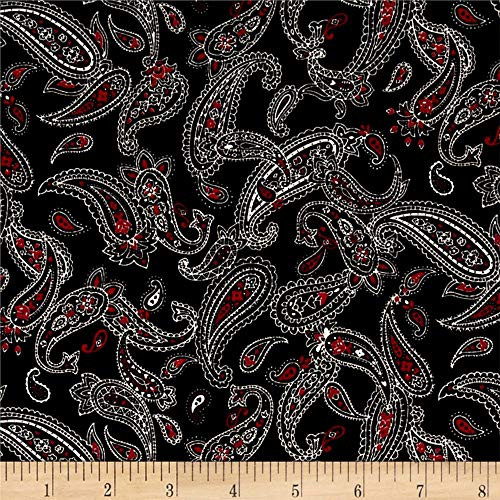 Robert Kaufman Kaufman Sevenberry Lawn Bandana Paisley Black Fabric By
