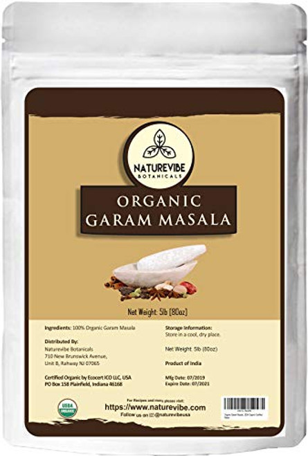Naturevibe Botanicals Organic Garam Masala 5lbs - 100 Pure Natural and USDA Organic Certified - Adds taste and flavor -80 ounces- Naturevibe Botanicals Organic Garam Masala 5lbs - 100 Pure Natural and USDA Organic Certified - Adds taste and flavor -80 ounces-