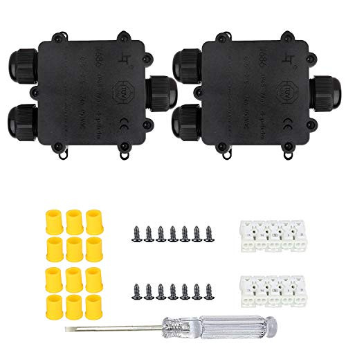 Junction Box Outdoor Waterproof IP68  2 Pcs Larger 3-Way Plug Line External Electrical Junction Box  M25 Coaxial Cable Connector Wire Range Ø 4mm-14mm