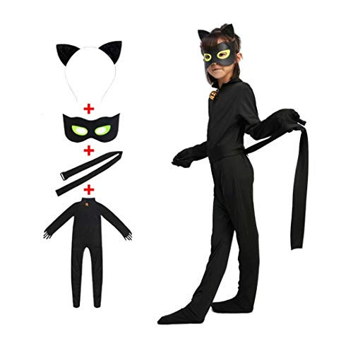 Kids Cat Costume - Boy Girl Child Halloween Black Cat Cosplay Jumpsuit