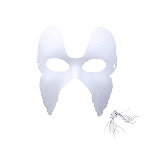 DIY White Paper Mask Pulp Blank Hand Painted Mask Personality Creative Free Design Mask 10pcs -Butterfly-