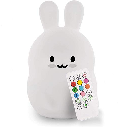 Rabbit Night Light  Night Lights  Kids lamp LED Lights  Childrens Room Bedside Lamp with Changeable RGB Colors Rechargeable Night Light for Toddlers-