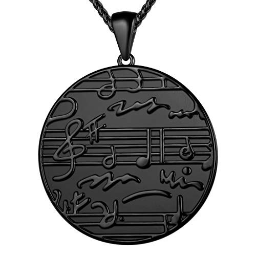 beautlace Round Coin Musical Note Necklaces Black Gun Plated Treble Clef Music Note Staves Jewelry for Men and Women KP0124K beautlace Round Coin Musical Note Necklaces Black Gun Plated Treble Clef Music Note Staves Jewelry for Men and Women KP0124K