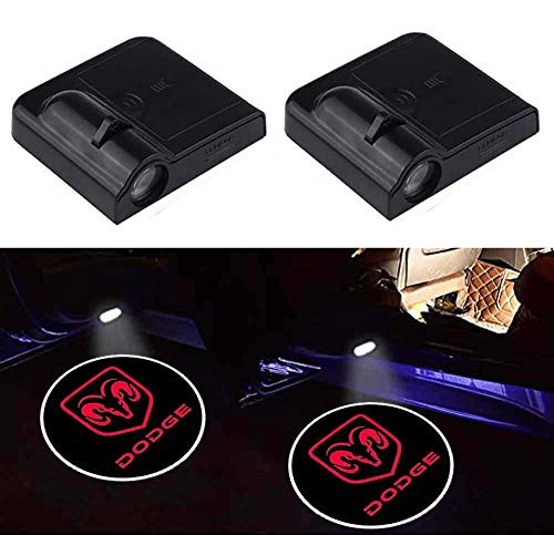 2Pcs For Dodge Wireless LED HD Car Door Logo Lights Courtesy Ghost Shadow Projector Lamp Fit for Dodge Cars