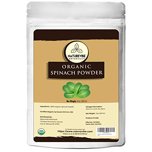 Naturevibe Botanicals Organic Spinach Powder  5lbs - Non-GMO and Gluten Free - Rich in Vitamins - Boost Immune System -80 ounces-