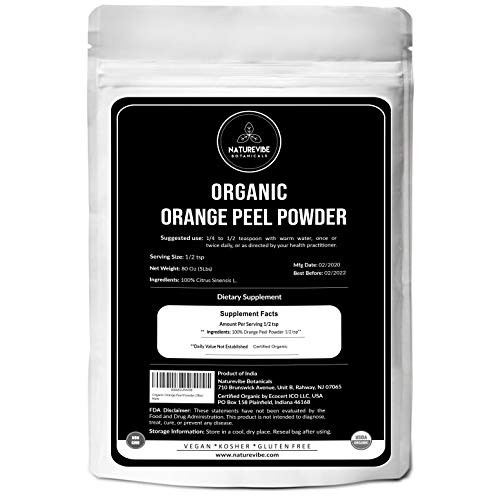 Naturevibe Botanicals Organic Orange Peel Powder 5lbs - Citrus sinensis L - Helps with Skin Health -8 ounces- Naturevibe Botanicals Organic Orange Peel Powder 5lbs - Citrus sinensis L - Helps with Skin Health -8 ounces-