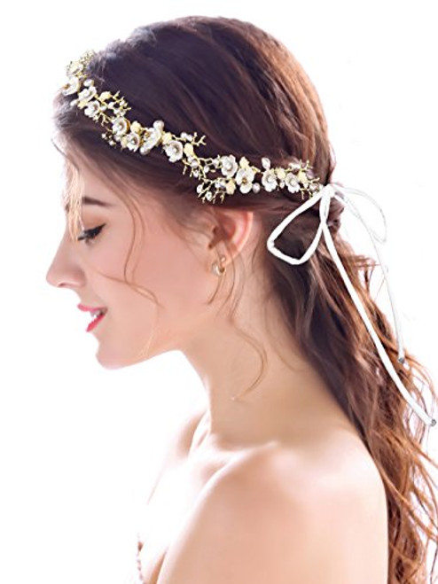 Yean Wedding Headband Flower Gold Rhinestones Twig Headpieces Boho Bridal Hair Vine Accessories with Ribbon for Brides and Bridesmaids - 15 74 Yean Wedding Headband Flower Gold Rhinestones Twig Headpieces Boho Bridal Hair Vine Accessories with Ribbon for Brides and Bridesmaids - 15 74