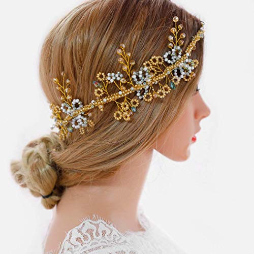 Yean Baroque Flower Bride Wedding Hair Vine Boho Bridal Headband Hair Accessories for Women and Girls Yean Baroque Flower Bride Wedding Hair Vine Boho Bridal Headband Hair Accessories for Women and Girls