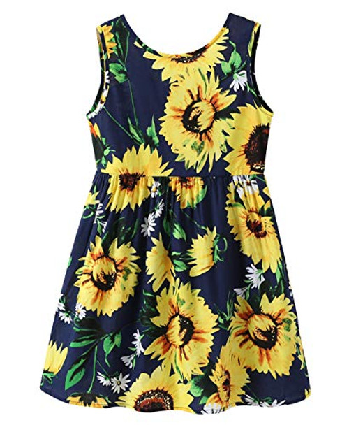 Little Kids Baby Girls Floral Summer Dress Sleeveless Sunflower Ruffle Causal Sundress -Black 5-6 T- Little Kids Baby Girls Floral Summer Dress Sleeveless Sunflower Ruffle Causal Sundress -Black 5-6 T-