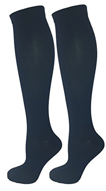 2 Pair Navy Blue Large-X-Large Ladies Compression Socks  Moderate-Medium Compression 15-20 mmHg  Therapeutic  Occupational  Travel and Flight Knee-High