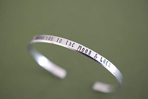 I love you to the moon and back Bracelet - Hand stamped Cuff Gift for Her I love you to the moon and back Bracelet - Hand stamped Cuff Gift for Her
