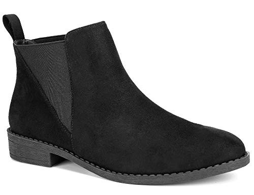 MaxMuxun Women Faux Suede Booties Comfort Classic Chelsea Ankle Boots Riding Biker Bootie Black Size 11