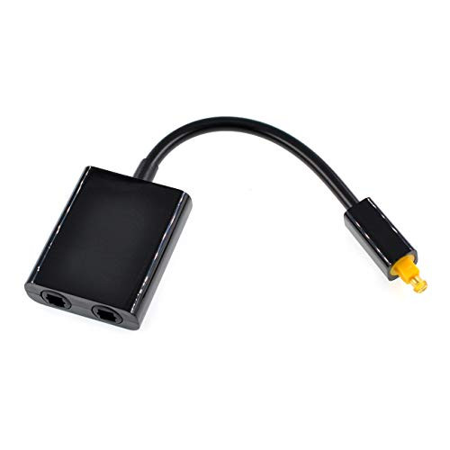 Oiyagai 1 in 2 Out Digital Toslink Fiber Audio Optical Splitter Cable Fiber Optic Adapter Splitter Fiber Converter Audio Adapter Cable Splitter -Black