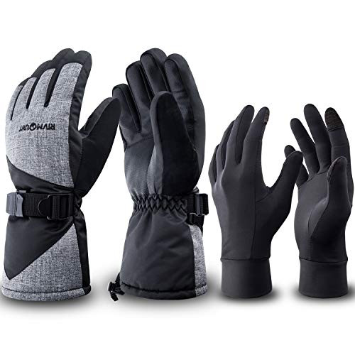 RIVMOUNT Winter Ski Gloves Men Women Touch Screen Liner Gloves Combination  5M Thinsulate Warm Gloves Waterproof Windproof in Cold