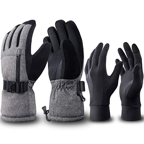 RIVMOUNT Winter Ski Gloves Men Women Touch Screen Liner Gloves Combination  7M Thinsulate Warm Gloves Waterproof Windproof in Cold