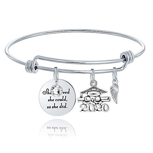 Inspirational Graduation Gifts Women Bracelet - Engraved Mantra Quote She Believed She Could So She Did Inspirational Adjustable Bracelet Graduation B Inspirational Graduation Gifts Women Bracelet - Engraved Mantra Quote She Believed She Could So She Did Inspirational Adjustable Bracelet Graduation B
