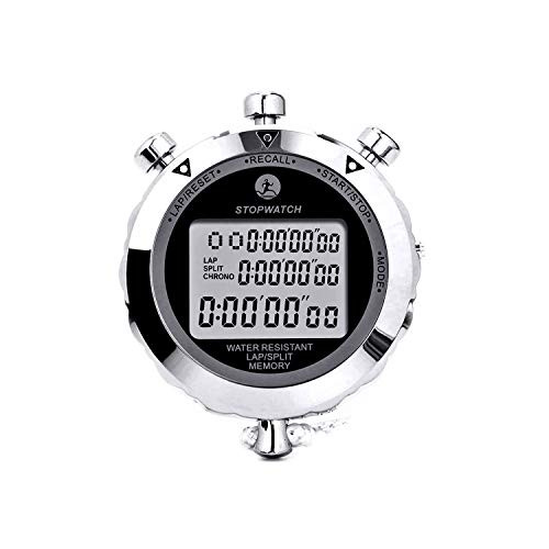 Rolilink Stopwatch  Metal Stop Watch 10 Lap Memory Stopwatch Timer  Countdown Timer Stopwatch for Sports  Competitions  Games