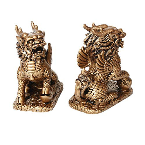 Feng Shui Resin Chi Lin/Qilin Kylin Dragon Horses Wealth Prosperity Statue Home Décor(Bronze, Caifu) Feng Shui Resin Chi Lin/Qilin Kylin Dragon Horses Wealth Prosperity Statue Home Décor(Bronze, Caifu)