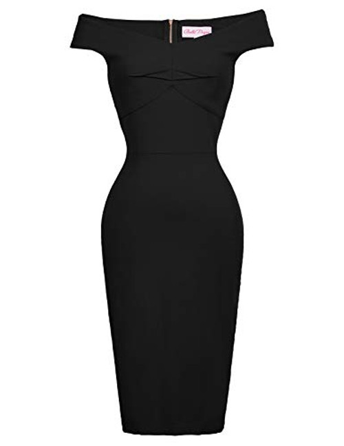 Belle Poque Womens Vintage Sleeveless Black Party Dress Church Dress L BP387-3