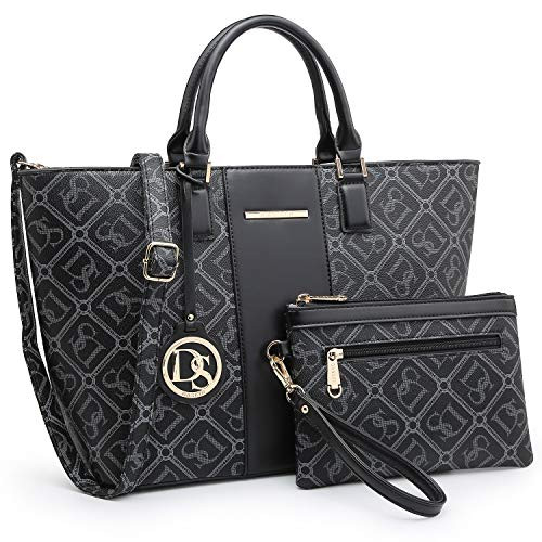 DASEIN Womens Handbags Purses Large Tote Shoulder Bag Top Handle Satchel Bag for Work -2-Dasein Print Black - Matching Clutch-