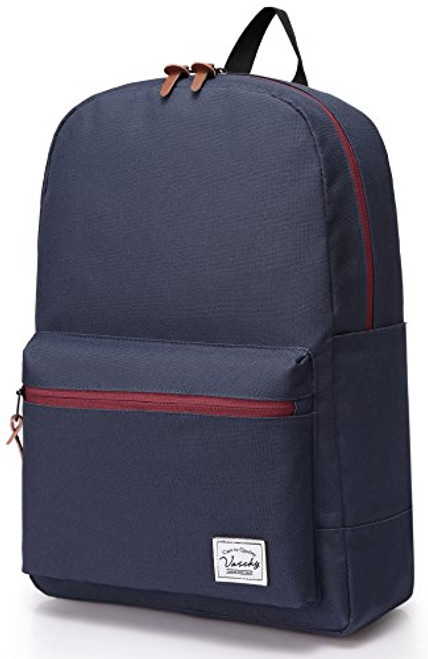 Vaschy Lightweight Unisex Classic Water Resistant School Backpack Travel Rucksack fits 15 6Inch Laptop -Slim Blue-