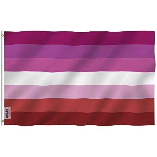 Anley Fly Breeze 3x5 Feet Lesbian Pride Flag - Vivid Color and Fade Proof - Canvas Header and Double Stitched - Lesbian Pride Flag with Brass Grommets