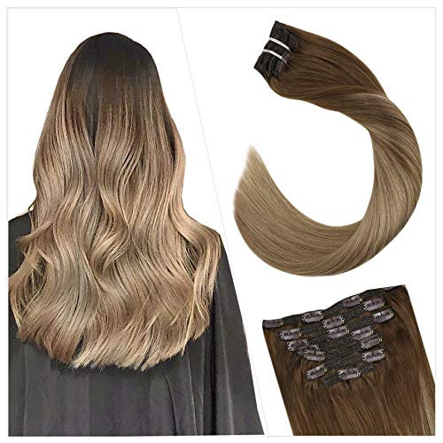 Ugeat Hair Clip in Human Hair Extensions 14inch Clip in Human Hair Extensions 120Gram Balayage 8 Brown to 16 Blonde 7PCS Ombre Hair Extensions Clip Ugeat Hair Clip in Human Hair Extensions 14inch Clip in Human Hair Extensions 120Gram Balayage 8 Brown to 16 Blonde 7PCS Ombre Hair Extensions Clip