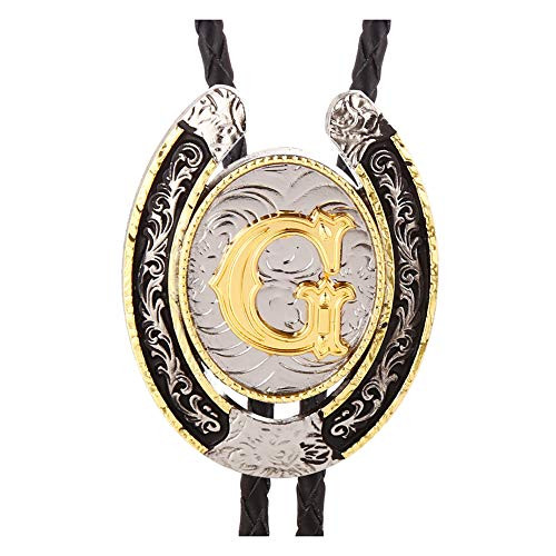 Bolo Tie for Men- Golden Initial Letter ABCDMJR to Z Western Cowboy Bolo Tie for Women -G-