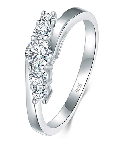 925 Sterling Silver Ring  Boruo Cubic Zirconia CZ Eternity Engagement Wedding Band Ring Size 7