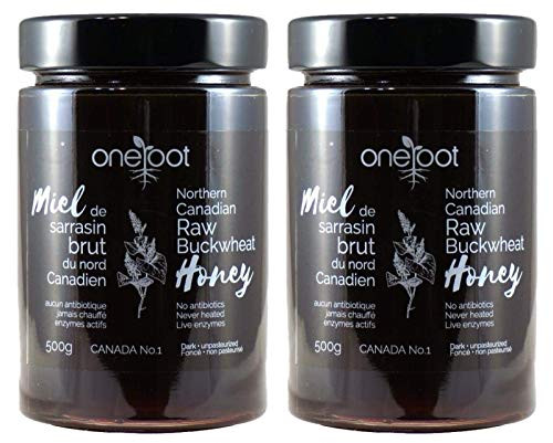 Oneroot Raw Honey  100 Pure Natural Honey From Canada North in Glass Jar  17 6oz-500g -Buckwheat  2 Pack-