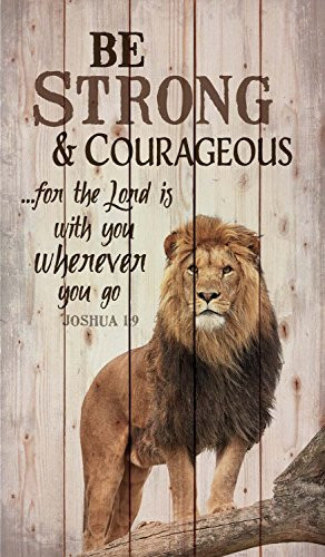 Be Strong and Courageous Lion Design 24 x 14 Wood Pallet Wall Art Sign Plaque