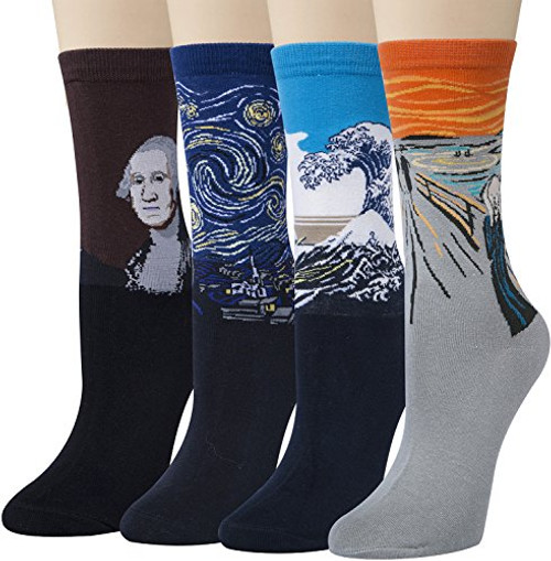 Chalier 4-6 Pairs Womens Fun Socks Famous Painting Patterned Art Socks and Printed Cool Novelty Funny Socks for Women Chalier 4-6 Pairs Womens Fun Socks Famous Painting Patterned Art Socks and Printed Cool Novelty Funny Socks for Women