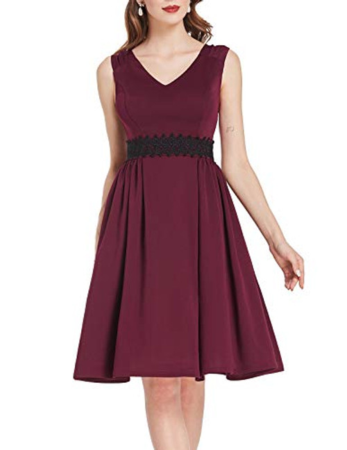 Belle Poque Sleeveless Burgundy Dresses for Women Summer Wedding Guest Dress Knee Length XL Belle Poque Sleeveless Burgundy Dresses for Women Summer Wedding Guest Dress Knee Length XL