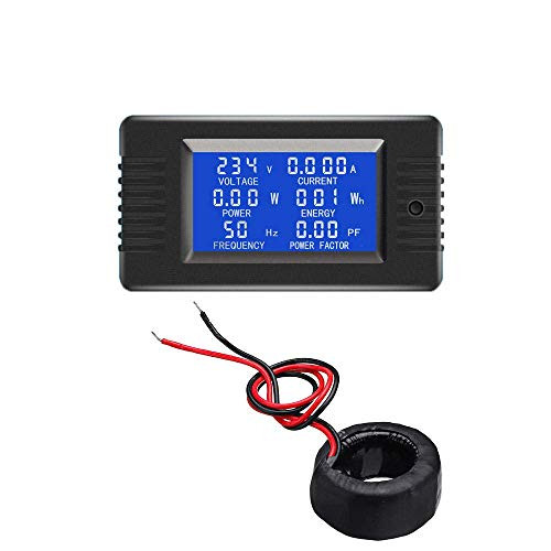 WINGONEER Coil CT Closed Transformer 100A AC Digital Display Power Monitor Meter Voltmeter Ammeter Frequency Current Voltage Factor Meter