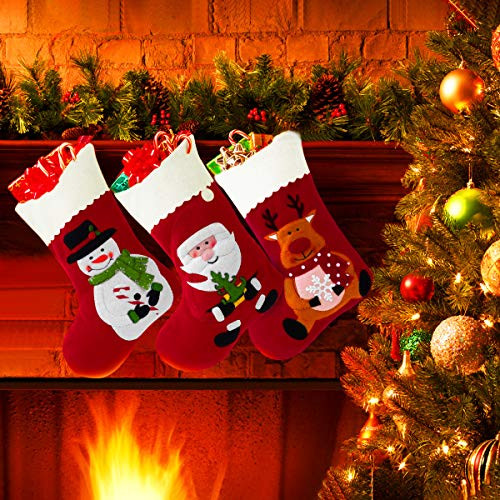 Toyvian 6pcs Christmas Red Stockings Felt Xmas Fireplace Hanging Stockings Party Hanging Decorative Treat Bags for Festival Birthday Wedding Holiday