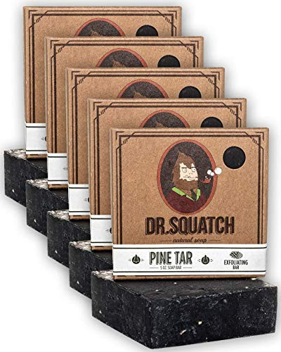 Dr  Squatch Pine Tar Soap 5-Pack Bundle  Mens Bar with Natural Woodsy Scent and Skin Exfoliating Scrub  Handmade with Pine  Coconut  Olive Organic O
