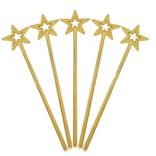 ORIONE 5PCS Costume Props Star Magic Wand Angel Fairy Wands Sticks -Gold-