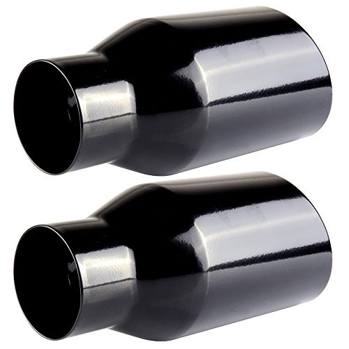 ECCPP Diesel Exhaust Tip 2 5 Inlet 4 Outlet Exhaust Tips 9 Long Mirror Black Powder Coated Black Stainless Steel Exhaust Tailpipe