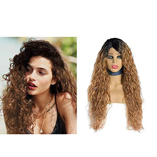 Long Curly Wig Ombre Brown Hair Wigs for Women Middle Part Curly Wavy Wigs Honey Blonde Heat Resistant Fiber Lace Front Synthetic Wigs for Cosplay 30 Long Curly Wig Ombre Brown Hair Wigs for Women Middle Part Curly Wavy Wigs Honey Blonde Heat Resistant Fiber Lace Front Synthetic Wigs for Cosplay 30