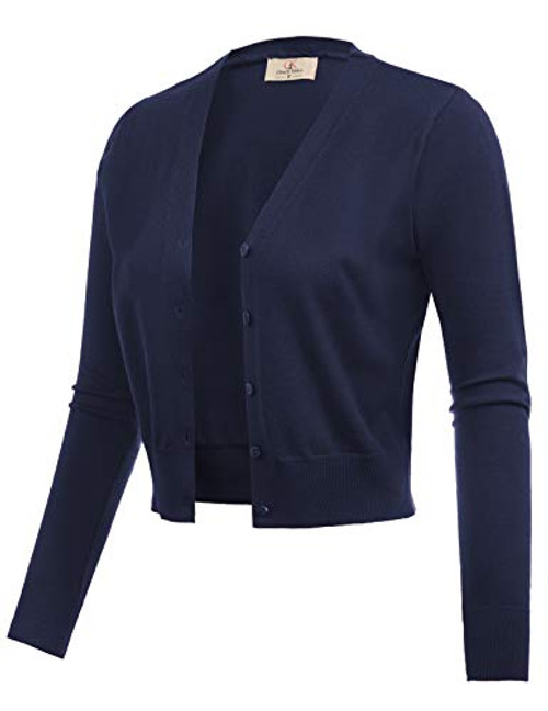 GRACE KARIN Button Open Front Bolero Shrug Sweater Navy Blue Size M CL2000-3