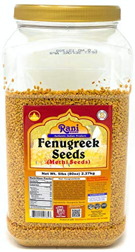 Rani Fenugreek -Methi- Seeds Whole 5lbs -80oz- Trigonella foenum graecum - Gluten Free - Non-GMO -used in cooking and Ayurvedic spice- 